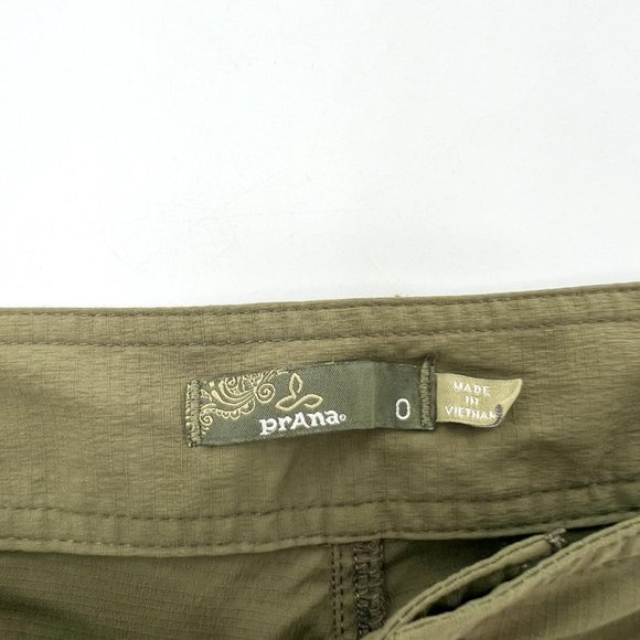 prAna Womens 0 Olive Green Jasmine Knickers Capri Pant Adjustable Waist Pleated - Picture 2 of 5